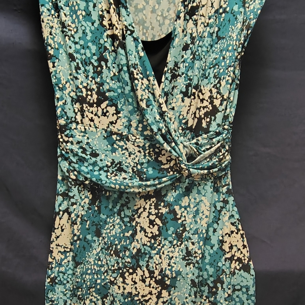 Chic Teal and Black Patterned Dress